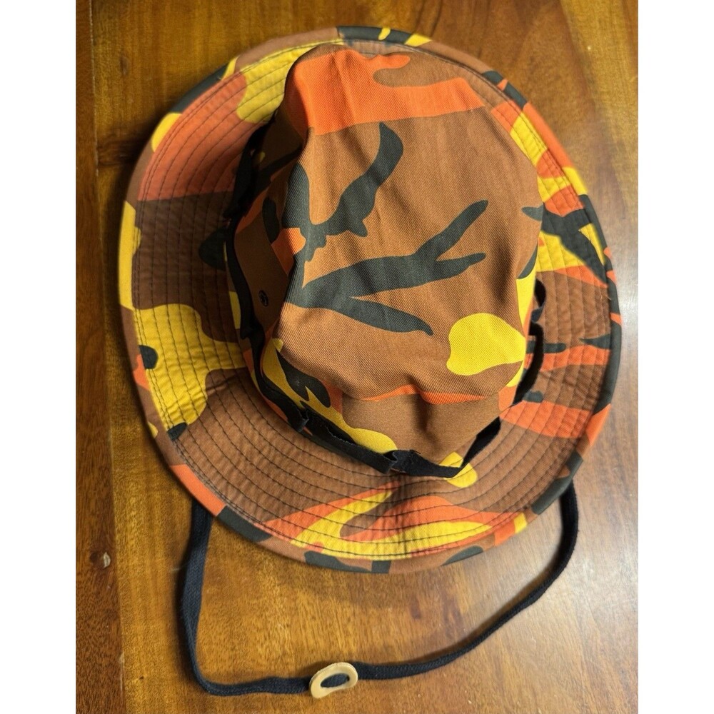 Orange Camo Boonie Hat Sun Hot Weather Type II Jungle Size Large L Unisex Adult